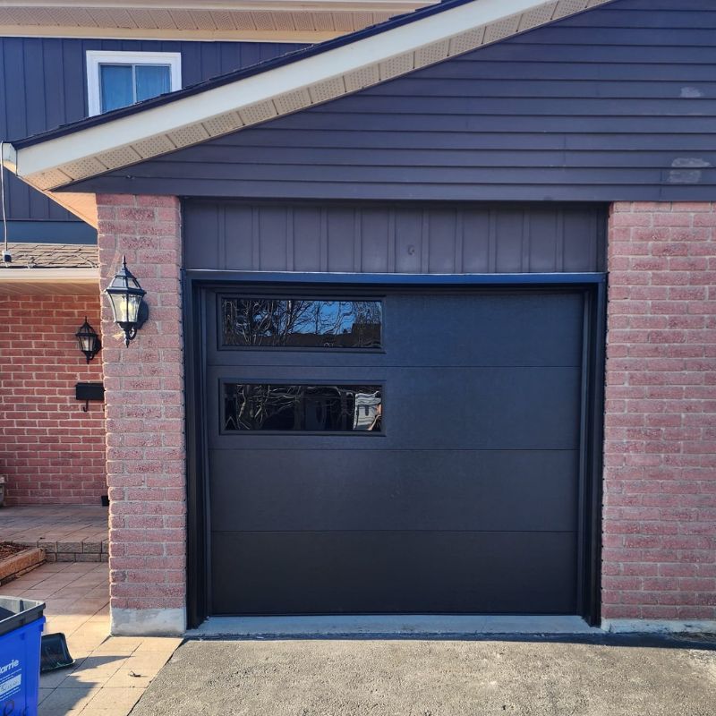 black garage door